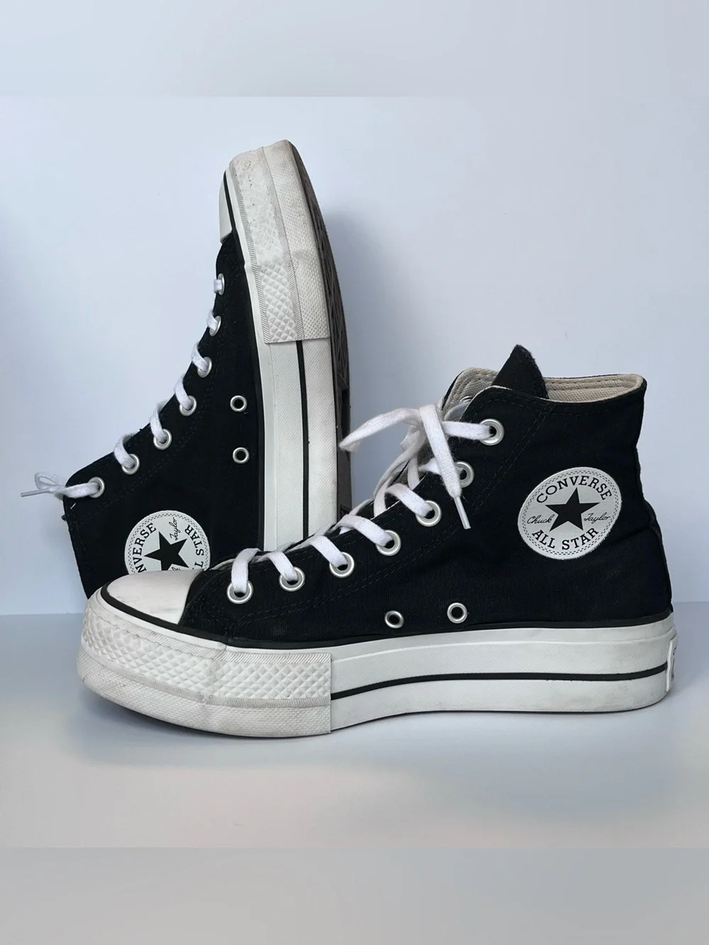 CONVERSE Chuck Taylor All Star High Top Platform Black Sneakers Women’s Size 7.5 - Picture 7 of 10